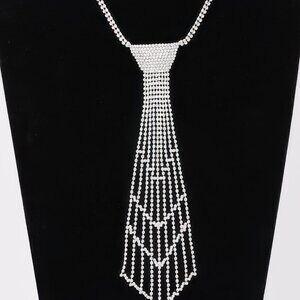 Rhinestone Necktie Necklace